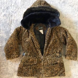 Outbrook: Kids Puffer Corduroy Leopard Print coat